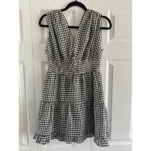 Etiquettte Small Gingham Dress Babydoll Milkmaid Tie Front‎ Cottgecore Spring